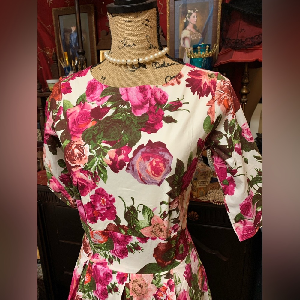 Retro Swing Vintage Style Dress by LAMiU in Size Small Pink Floral NWT